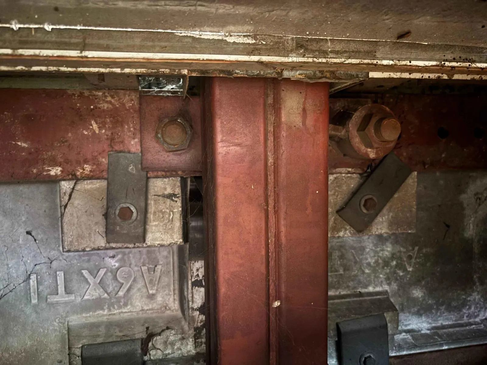 Sealed steel columns in a CLASP school in Bradford to prevent asbestos release