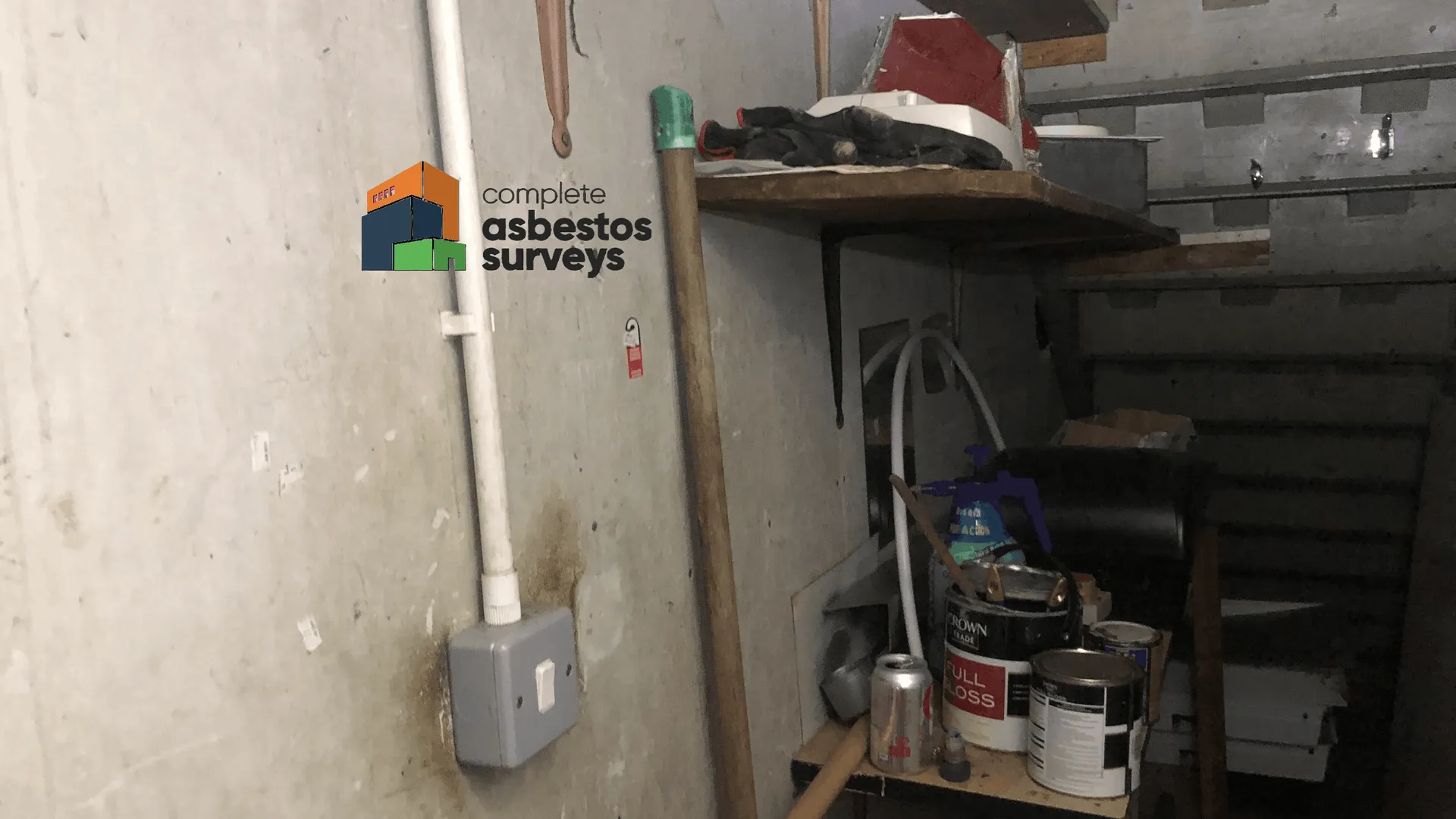 Asbestos Insulating Board Wall Under Stairs
