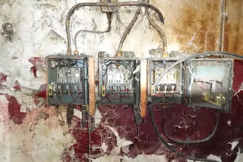 Asbestos fuse guards in redundant electric board