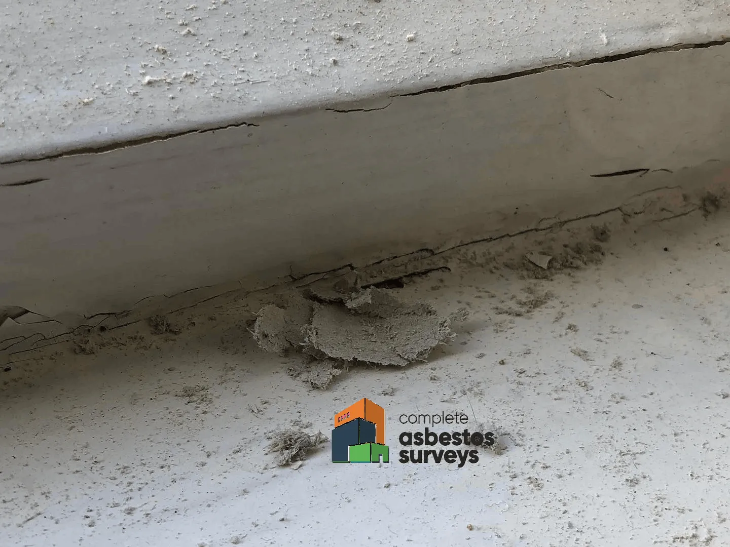 Asbestos Insulating Board Debris on Windowsill