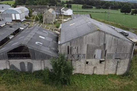 Asbestos cement farm barn roofs and walls
