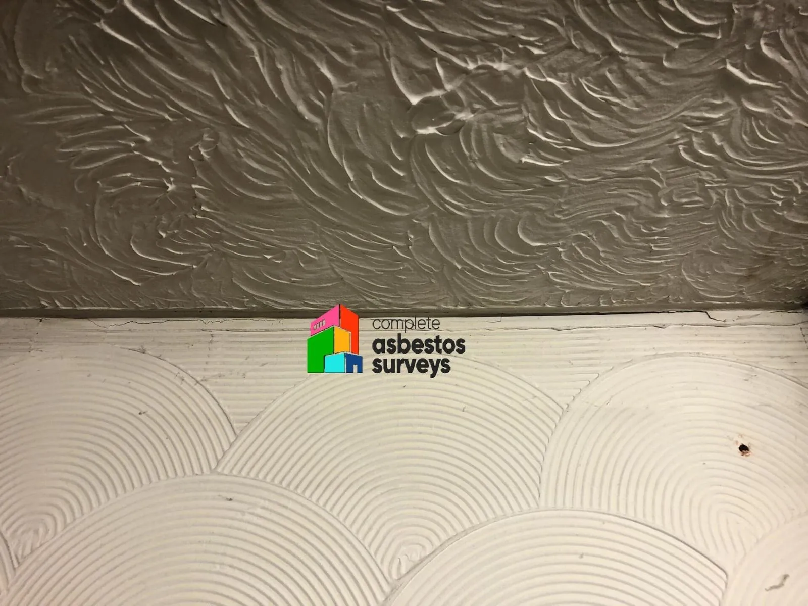 Different asbestos Artex wall and ceiling patterns in older property