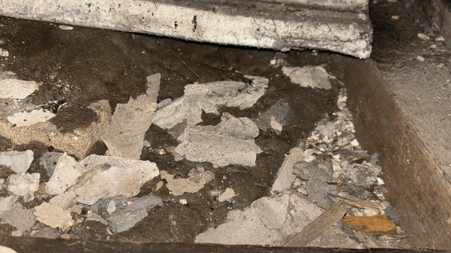 Asbestos Insulation Debris Within Loft
