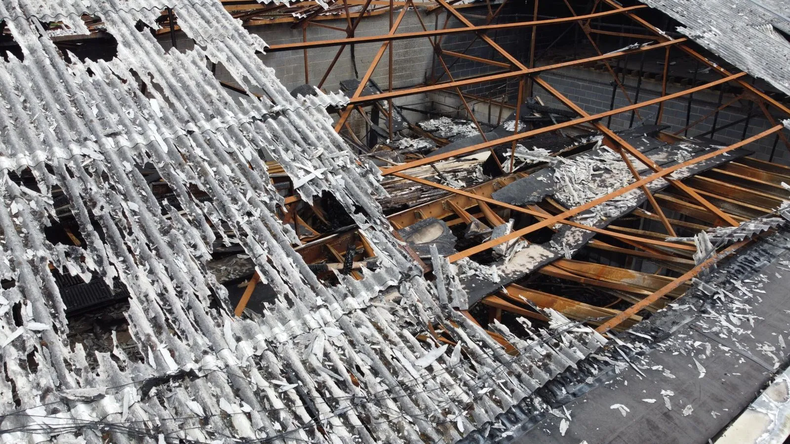 Damaged asbestos from fire