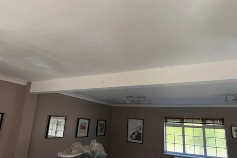 Close-up of the textured ceiling coating tested for asbestos during a pre-purchase inspection at a residential property in York. Laboratory analysis found no asbestos in the sample.