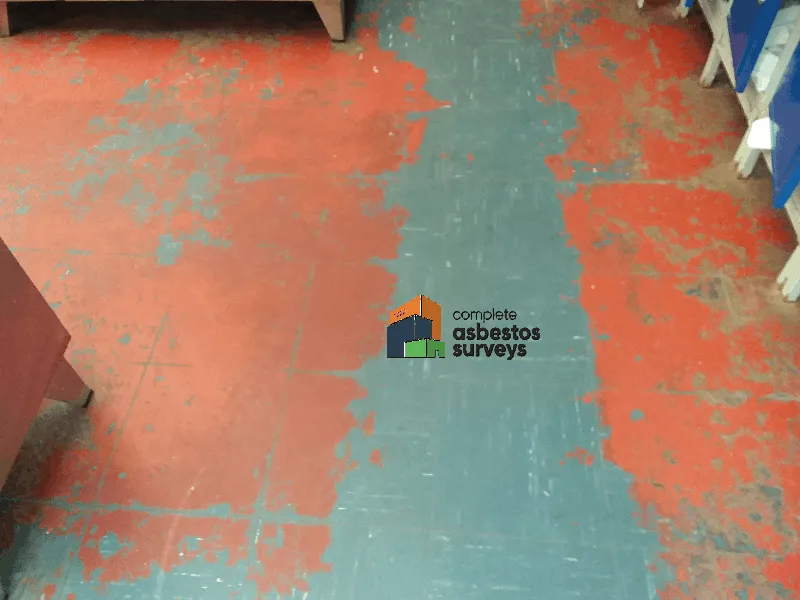 Asbestos Vinyl Floor Tiles in Changing Rooms of Factory Building