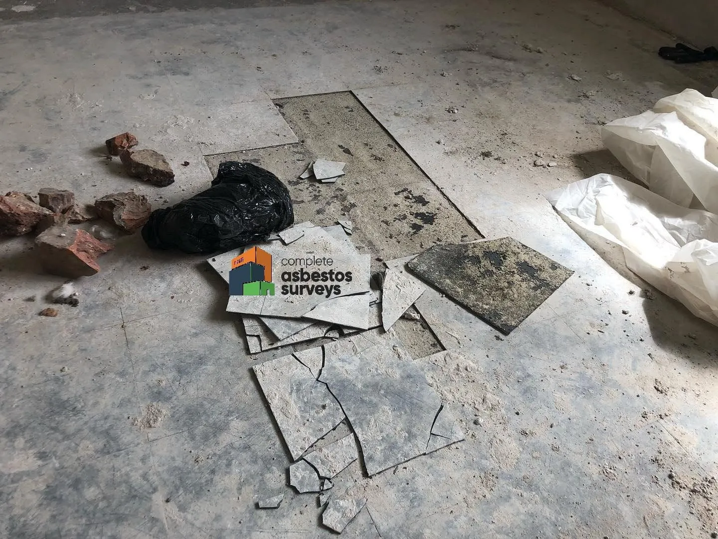 Damaged and Broken Asbestos Vinyl Floor Tiles