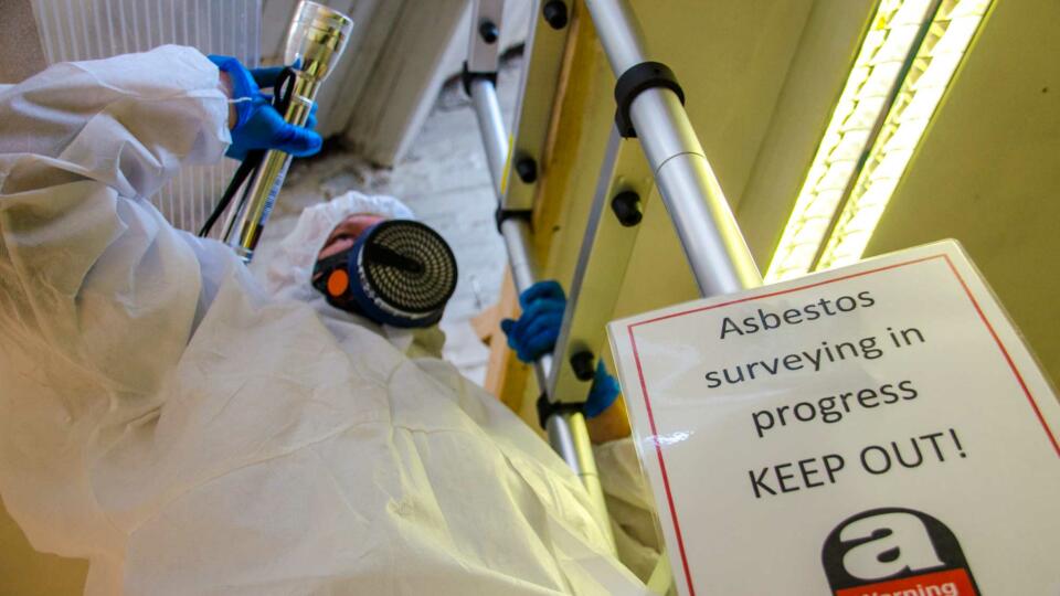 Asbestos surveying in progress