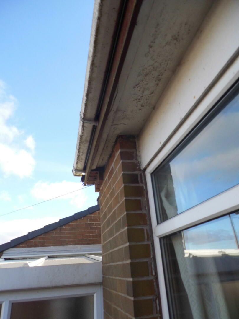Asbestos cement soffit boards on domestic bungalow