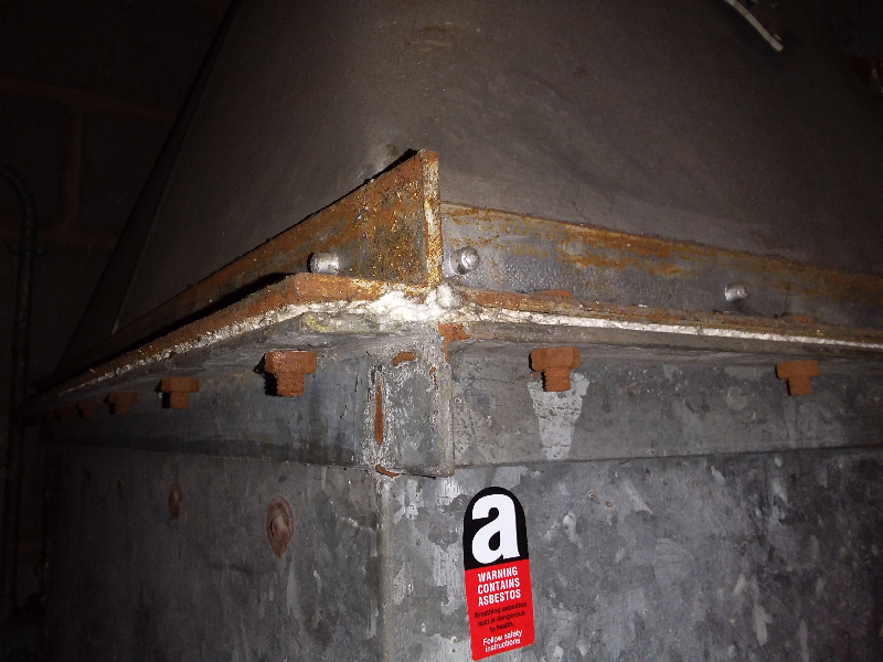 Asbestos rope seal on ducting joints