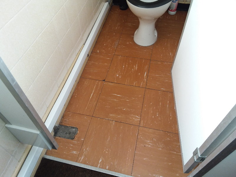 Asbestos floor tiles in ladies toilets