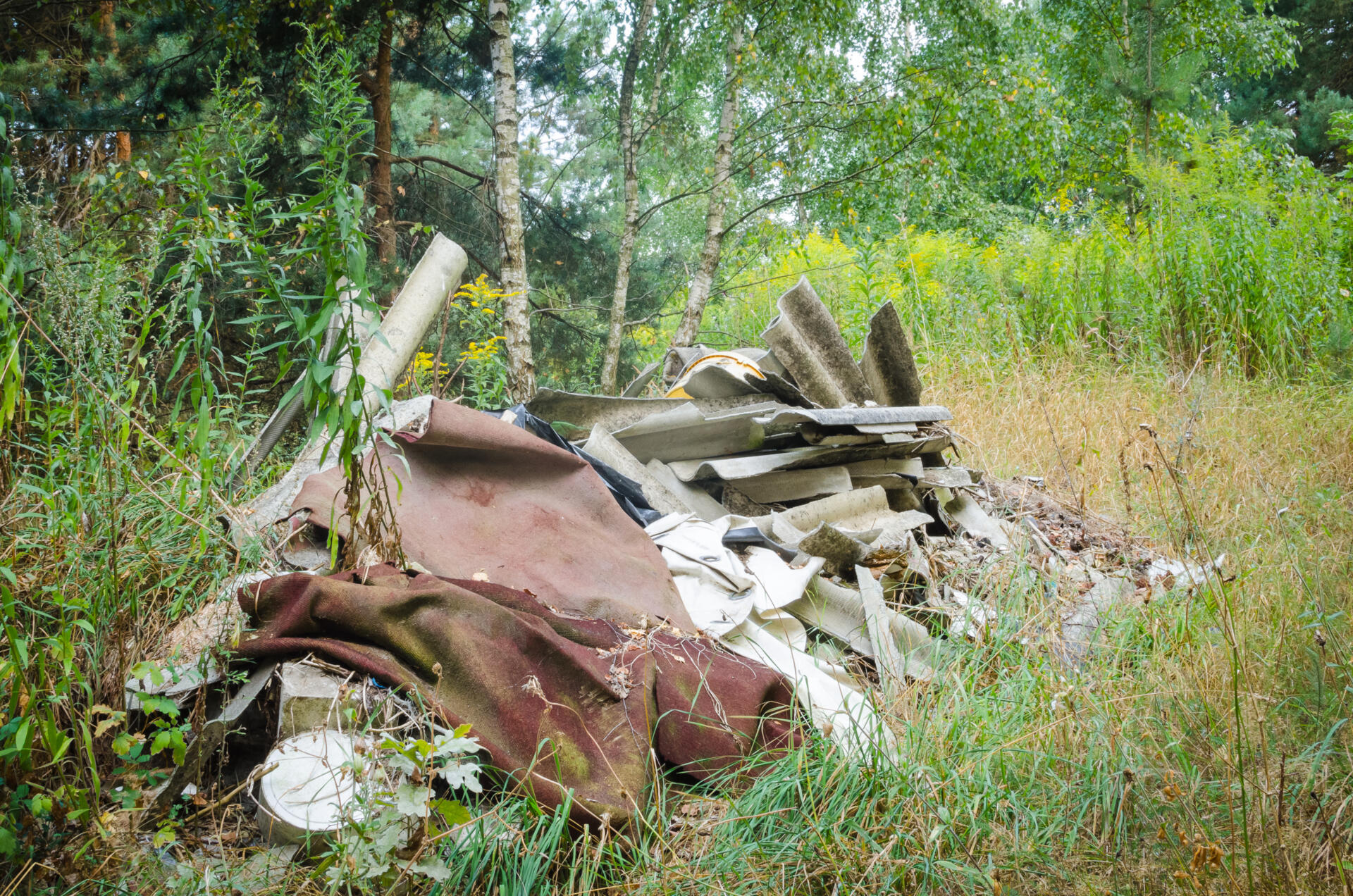 Fly tipped asbestos in pile
