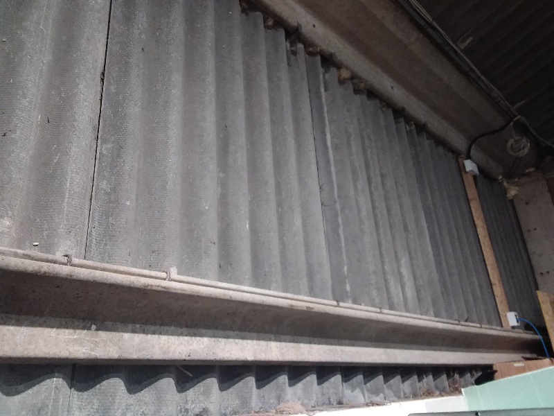 Internal asbestos sheets in Barn