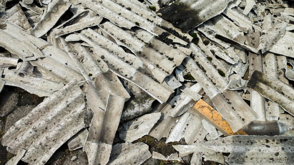 Damaged asbestos cement sheets